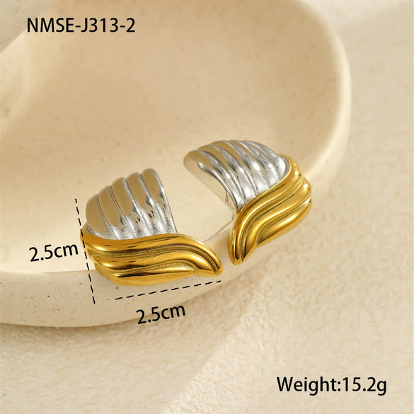 Fashion Geometric Stainless Steel Earrings With Electroplating For Women