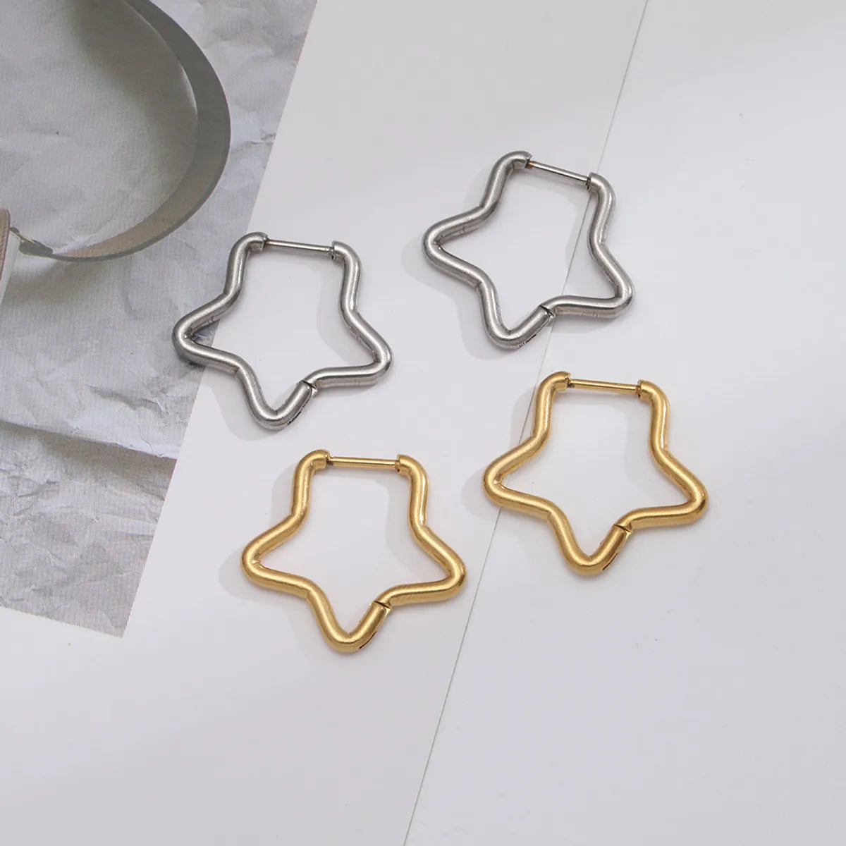 Fashion Geometric Stainless Steel Gold Plated Earrings 1 Pair