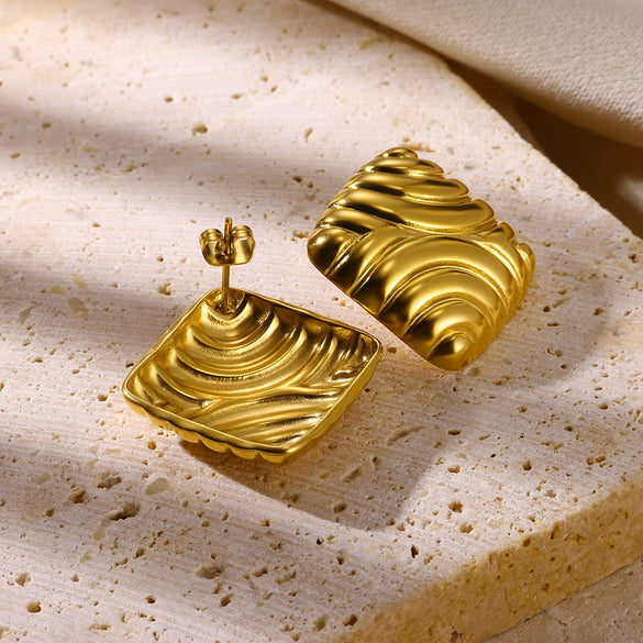 Fashion Geometric Stainless Steel Gold Plated Earrings