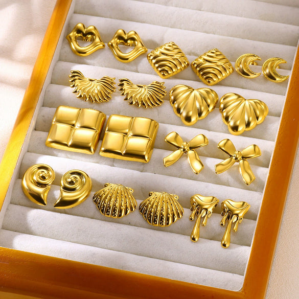 Fashion Geometric Stainless Steel Gold Plated Earrings