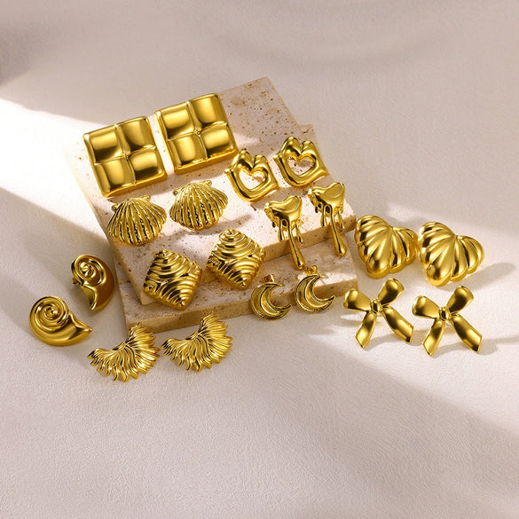 Fashion Geometric Stainless Steel Gold Plated Earrings
