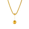 Fashion Geometric Stainless Steel Goldplated Round Pendant Mesh Chain Necklace For Women