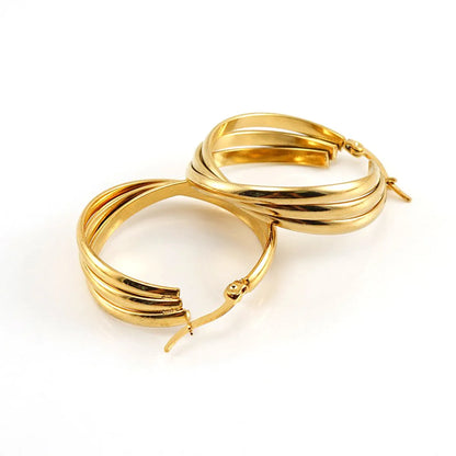 Fashion Geometric Plating Stainless Steel Hoop Earrings