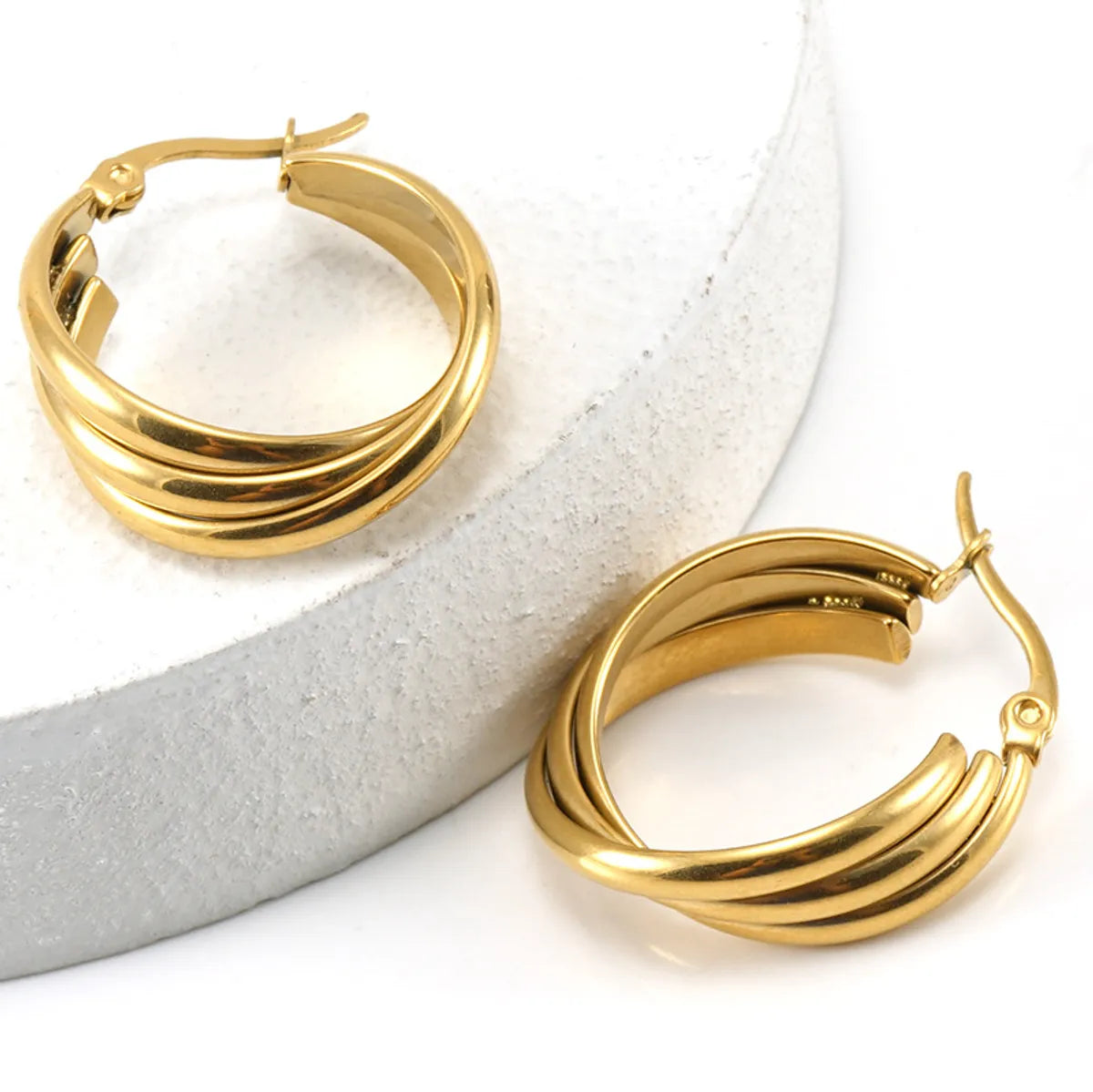 Fashion Geometric Plating Stainless Steel Hoop Earrings