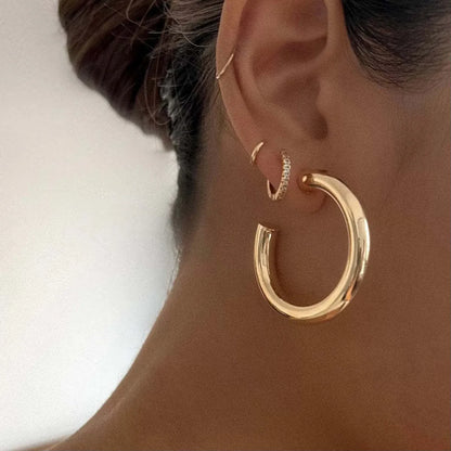 Fashion Geometric Plating Stainless Steel Hoop Earrings