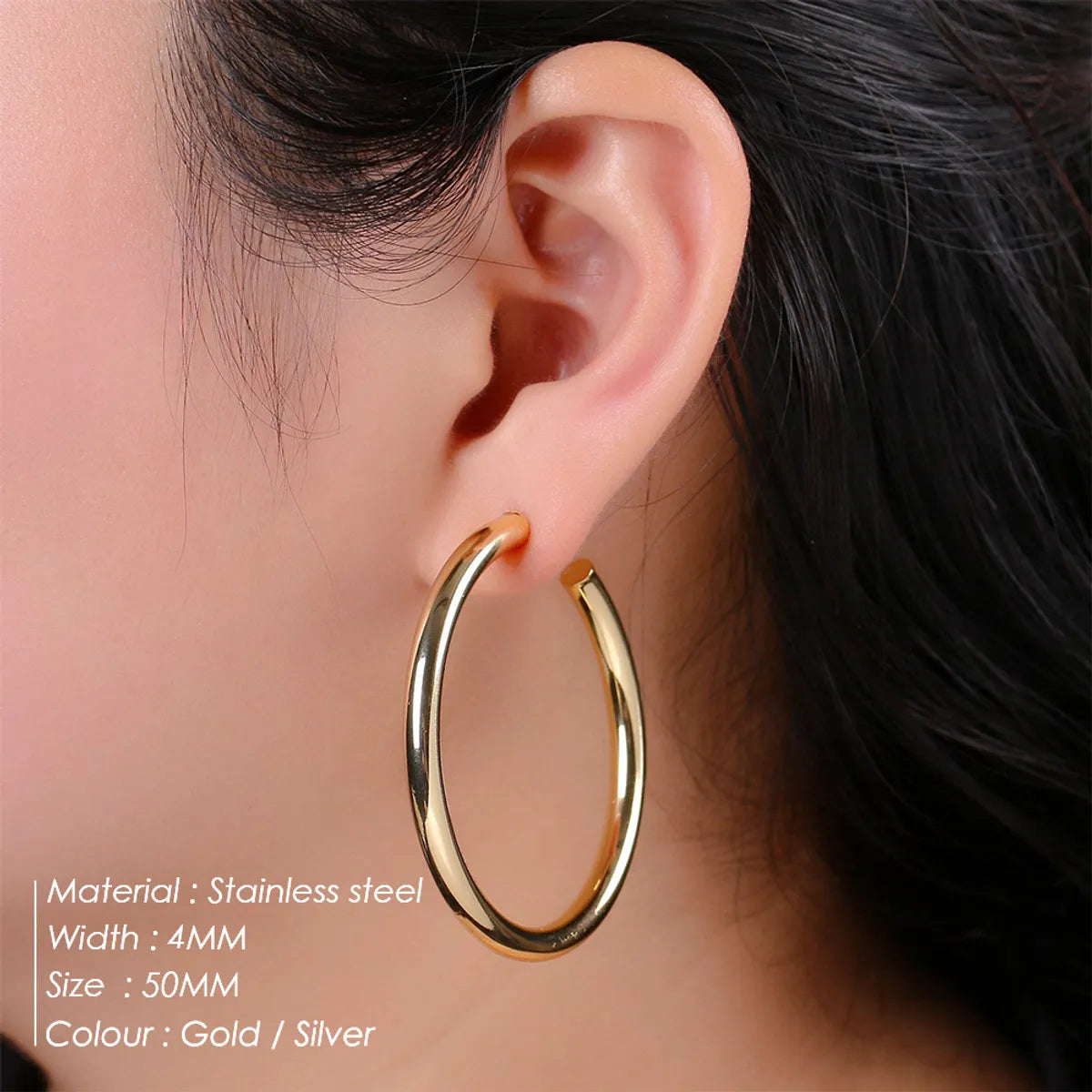 Fashion Geometric Plating Stainless Steel Hoop Earrings