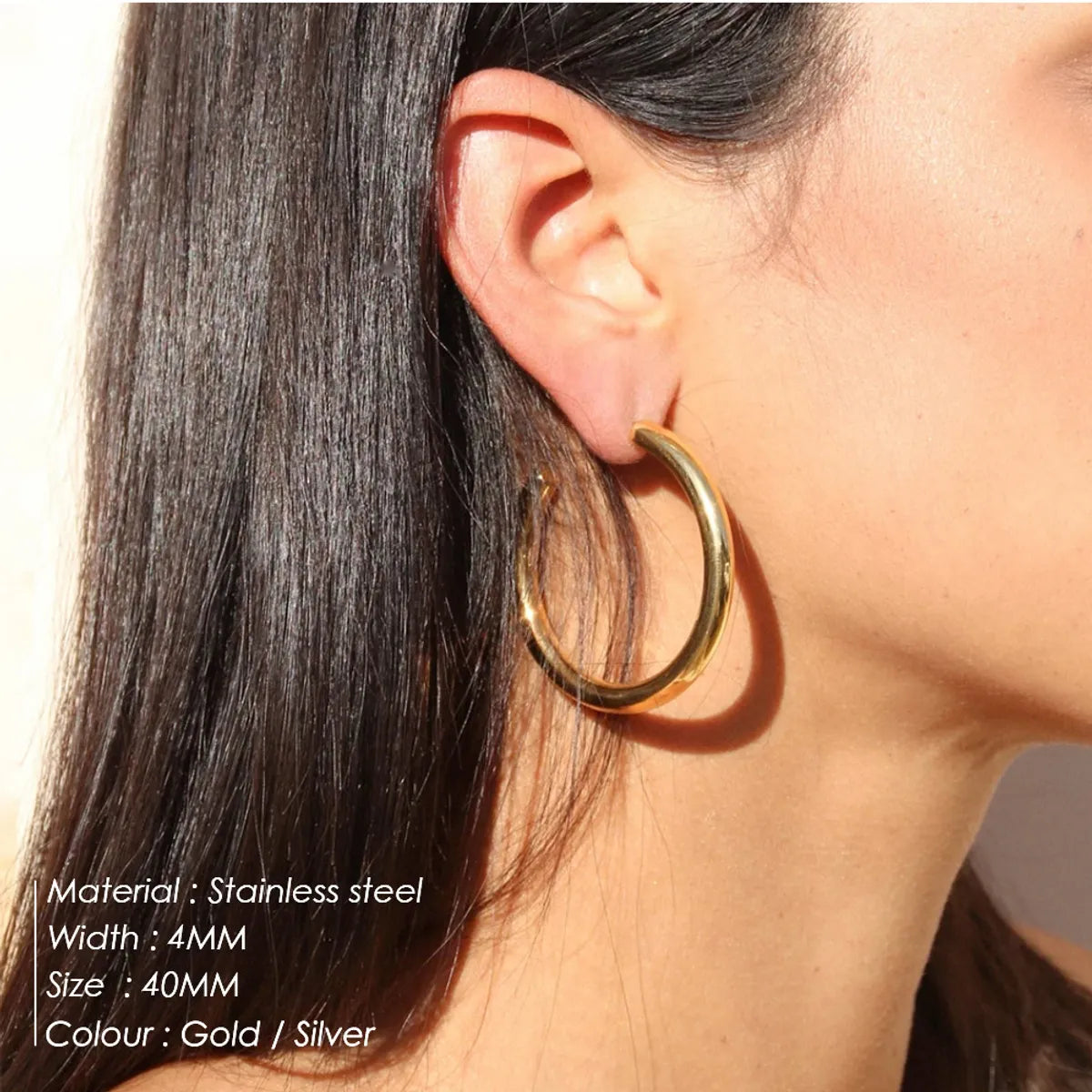 Fashion Geometric Plating Stainless Steel Hoop Earrings