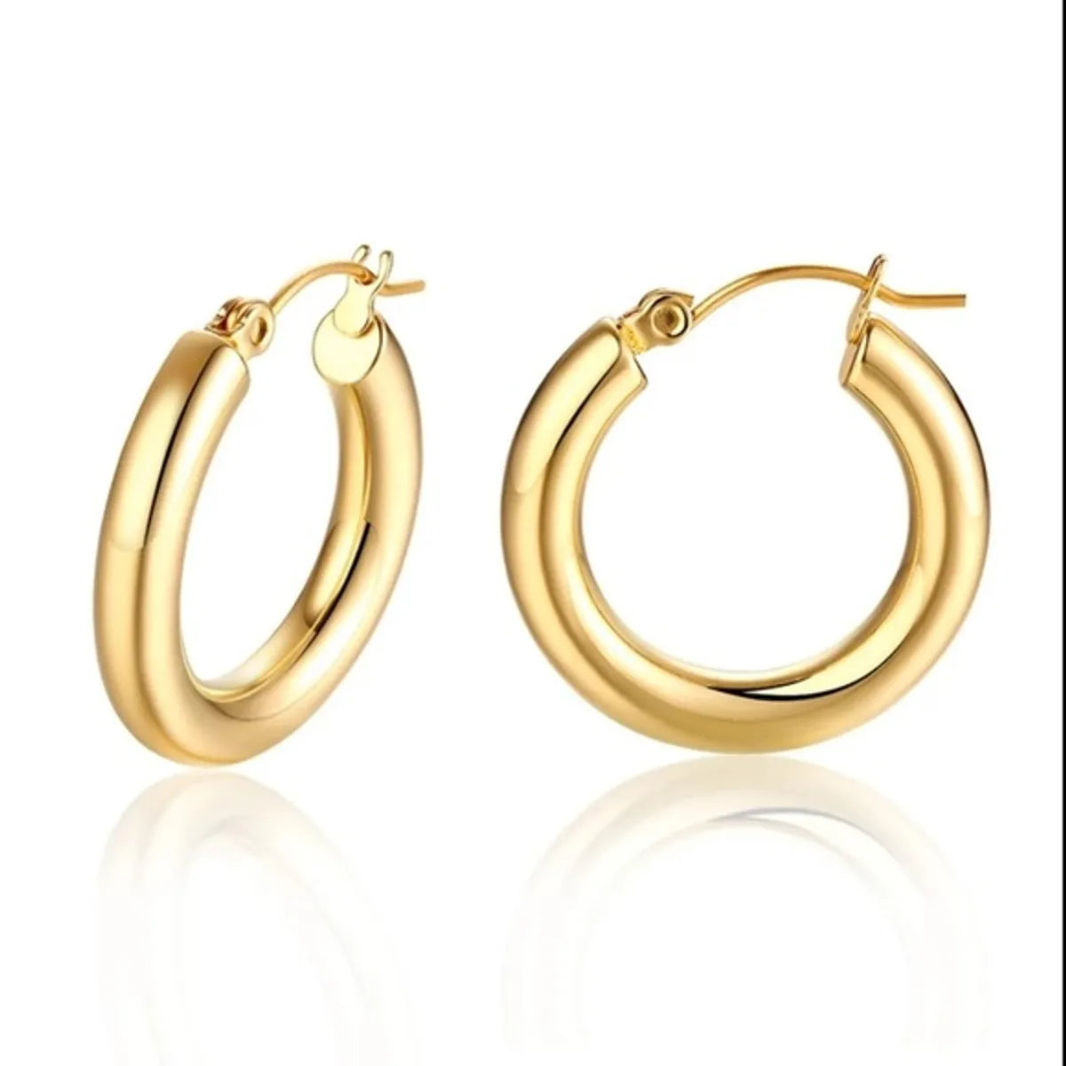 Fashion Geometric Plating Stainless Steel Hoop Earrings