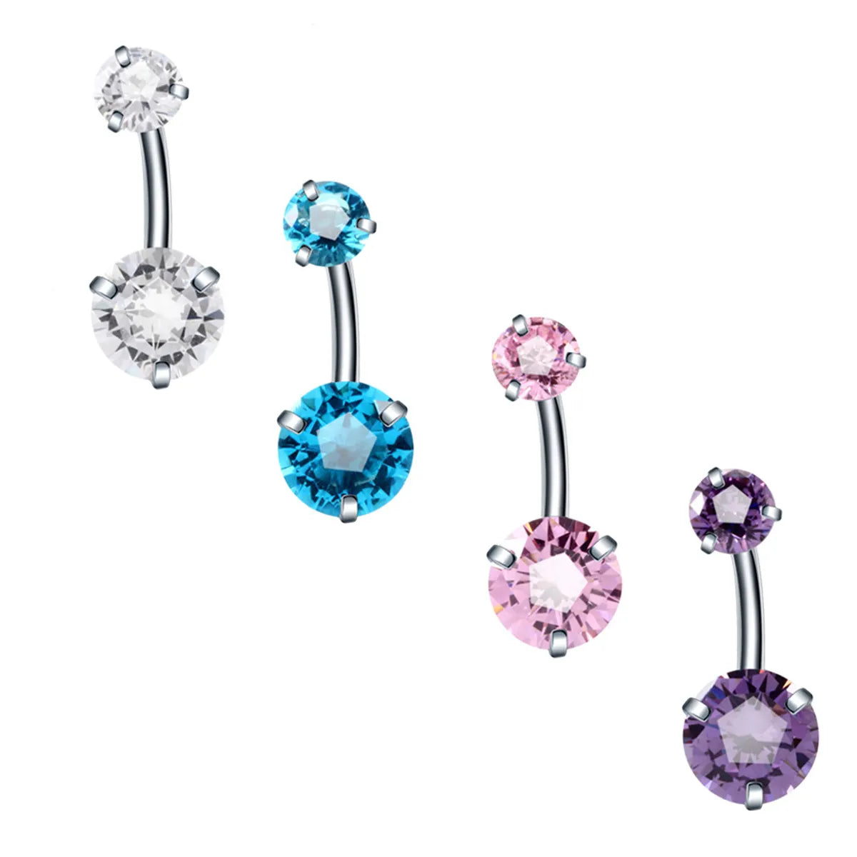 Fashion Geometric Stainless Steel Inlaid Zircon Belly Ring