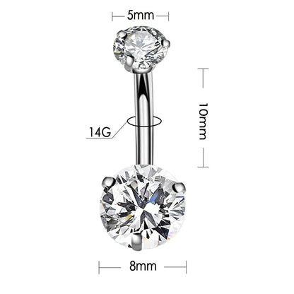 Fashion Geometric Stainless Steel Inlaid Zircon Belly Ring