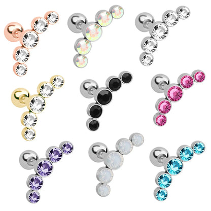 Fashion Geometric Stainless Steel Inlay Artificial Diamond Ear Studs 1 Piece