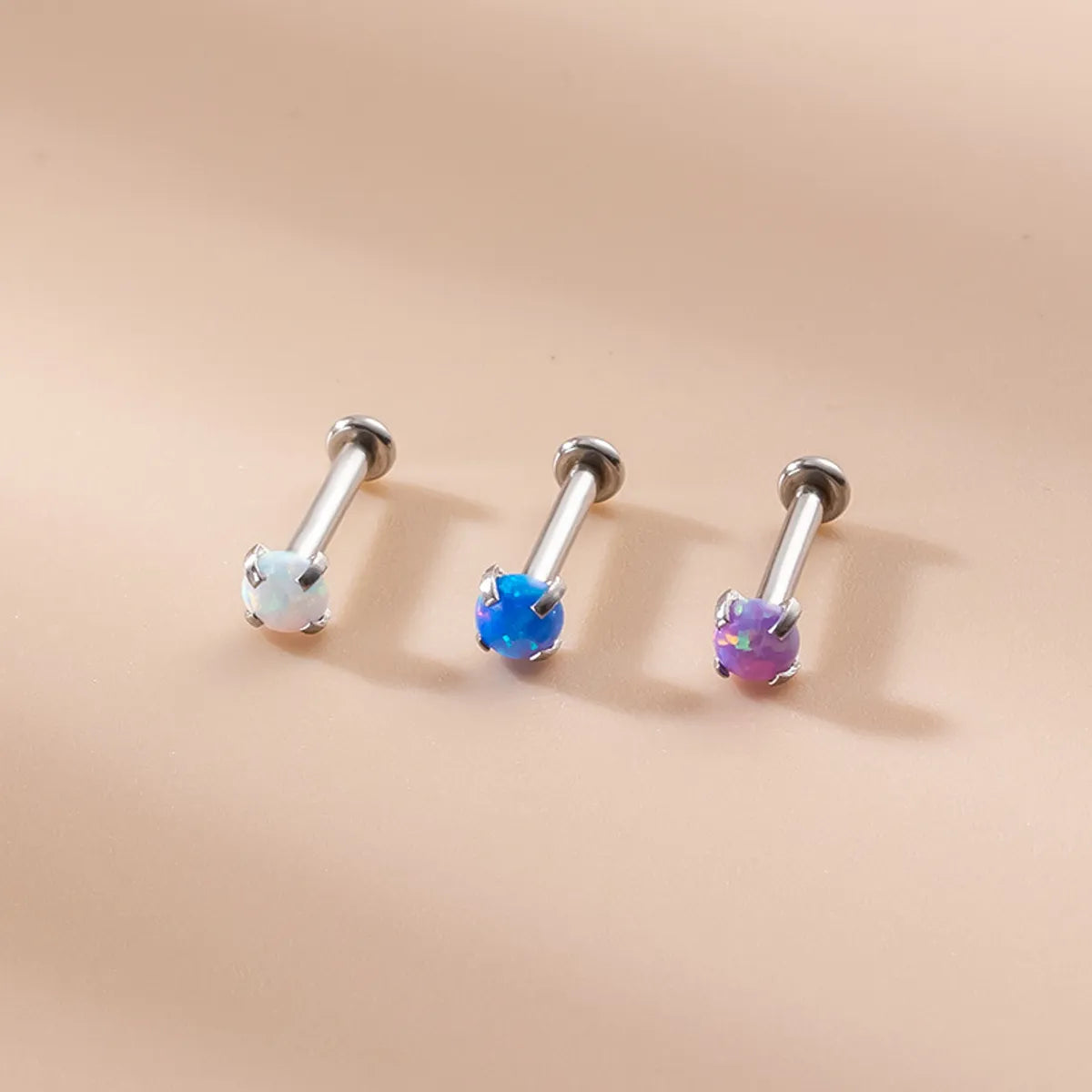 1 Piece Lip Rings Fashion Geometric 316 Stainless Steel  Inlay Artificial Gemstones