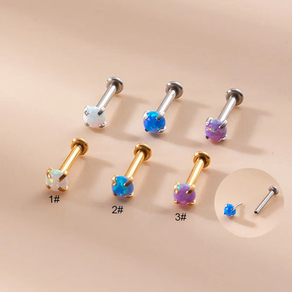 1 Piece Lip Rings Fashion Geometric 316 Stainless Steel  Inlay Artificial Gemstones