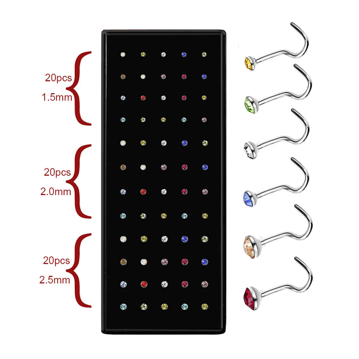 Fashion Geometric Stainless Steel Inlay Rhinestones Nose Studs 1 Set