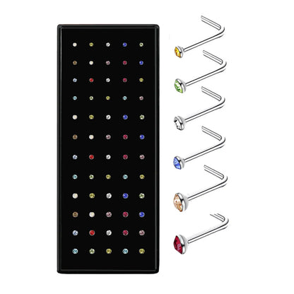 Fashion Geometric Stainless Steel Inlay Rhinestones Nose Studs 1 Set