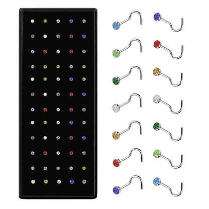 Fashion Geometric Stainless Steel Inlay Rhinestones Nose Studs 1 Set