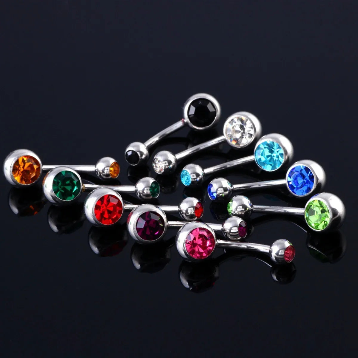 Fashion Geometric Stainless Steel Inlay Zircon Belly Ring