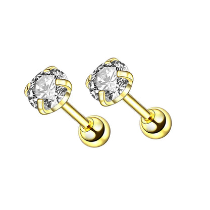 1 Piece Fashion Geometric Inlay Stainless Steel Zircon Ear Studs