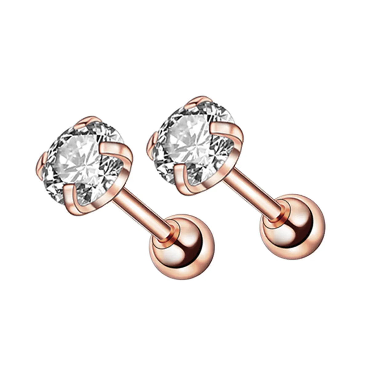 1 Piece Fashion Geometric Inlay Stainless Steel Zircon Ear Studs