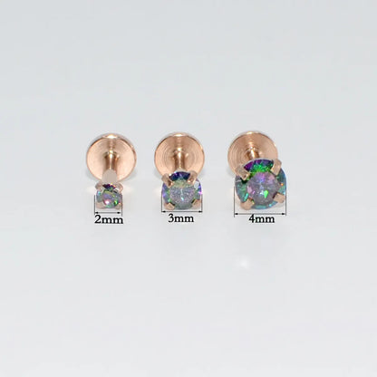 Fashion Geometric Stainless Steel Inlay Zircon Women's Lip Stud Ear Studs 1 Piece