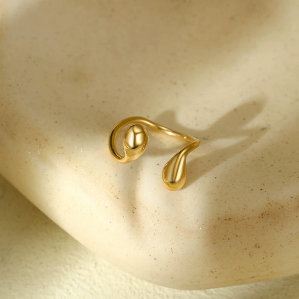 Fashion Geometric Stainless Steel Irregular Round Water Drop Electroplated Bracelet Ring Suit