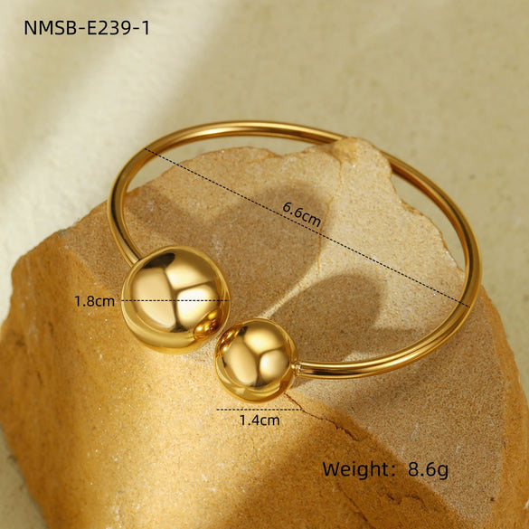Fashion Geometric Stainless Steel Irregular Round Water Drop Electroplated Bracelet Ring Suit