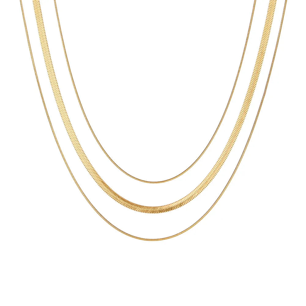 Wholesale Jewelry Fashion Geometric 304 Stainless Steel 18K Gold Plated Layered Necklace