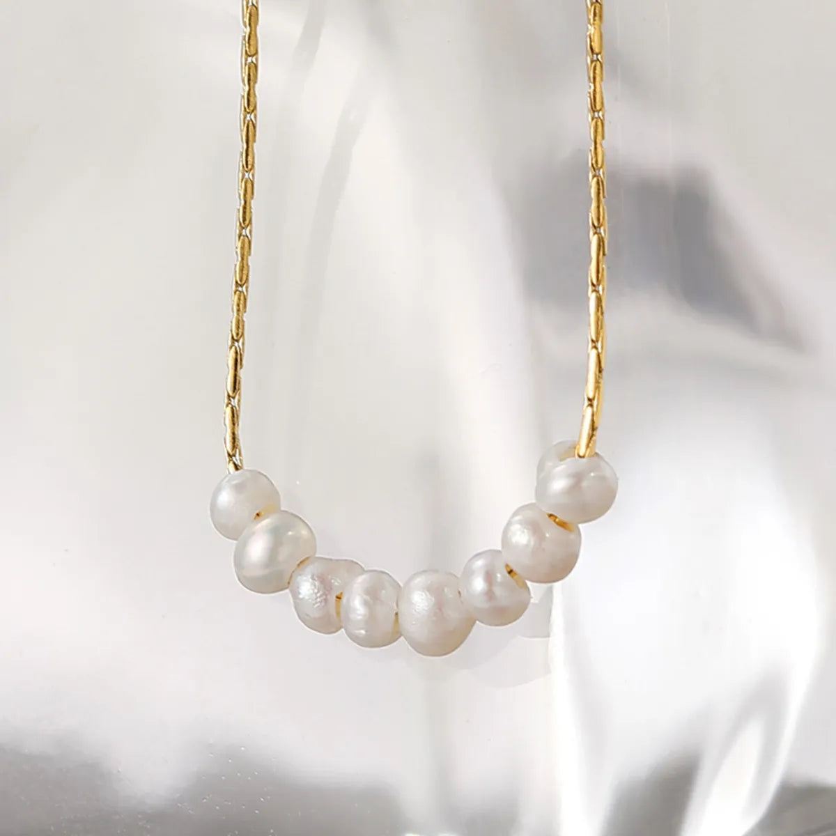 Fashion Geometric Stainless Steel Necklace Plating Artificial Pearls Stainless Steel Necklaces