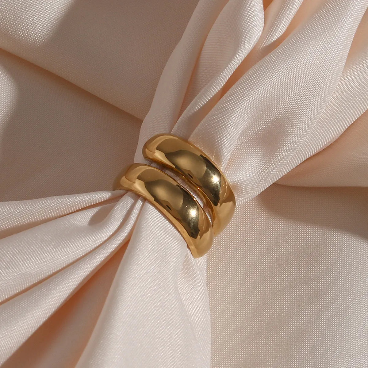 Fashion Geometric Stainless Steel Gold Plated Open Ring