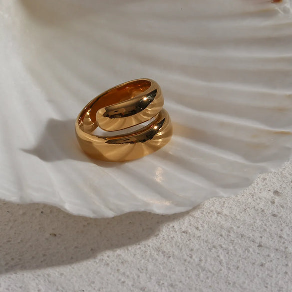 Fashion Geometric Stainless Steel Gold Plated Open Ring