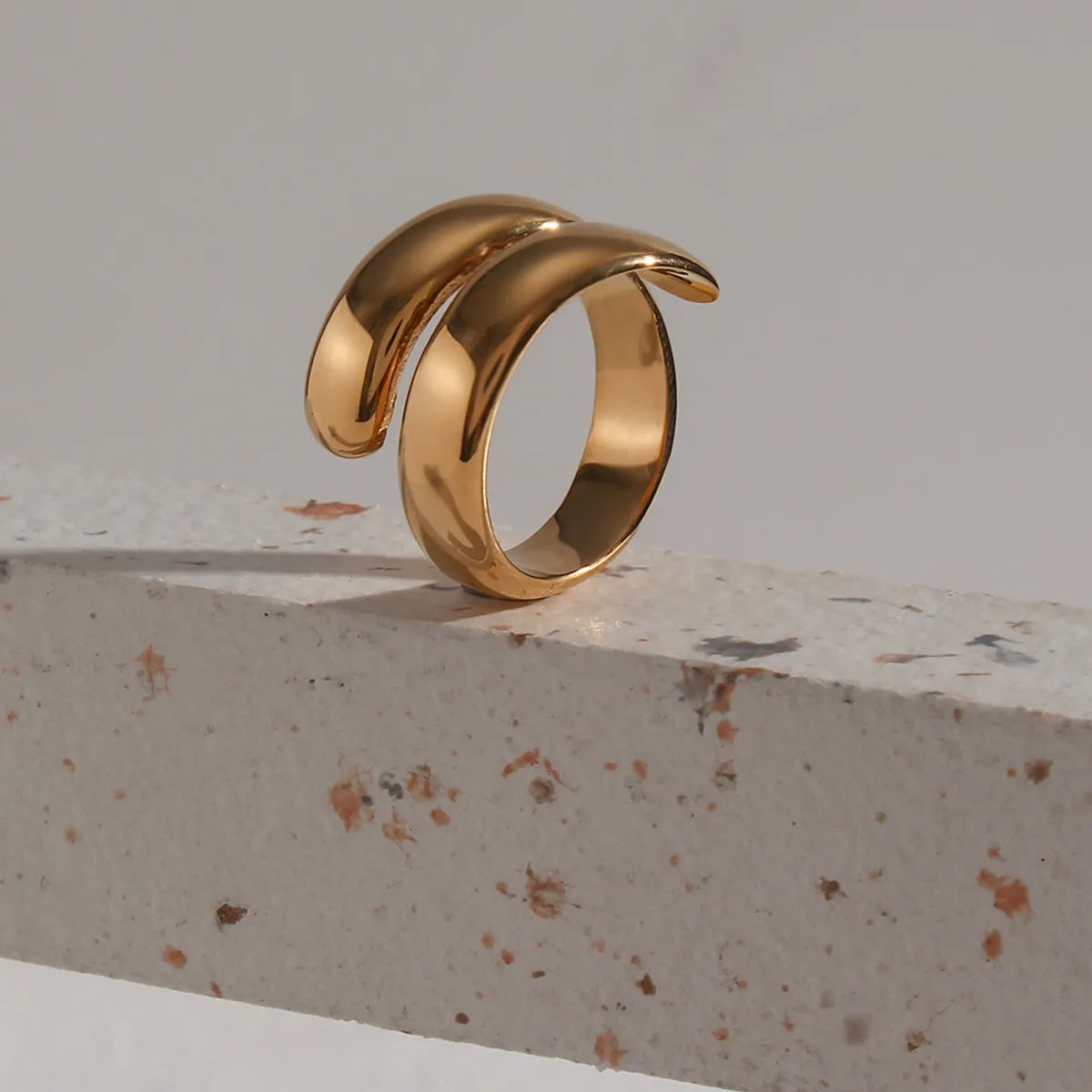 Fashion Geometric Stainless Steel Gold Plated Open Ring