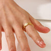 Fashion Geometric Stainless Steel Opening Adjustable Ring For Women With 18K Real Gold Electroplating