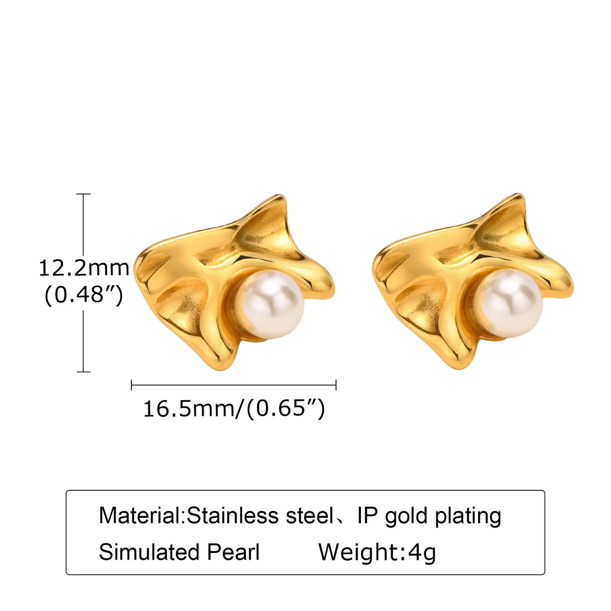 Fashion Geometric Stainless Steel Plating Artificial Pearls Ear Studs 1 Pair