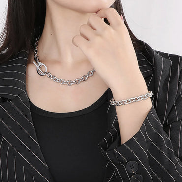 Wholesale Fashion Geometric Stainless Steel Plating Bracelets Necklace