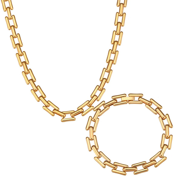 Wholesale Jewelry Fashion Geometric 304 Stainless Steel 18K Gold Plated Plating Bracelets Necklace