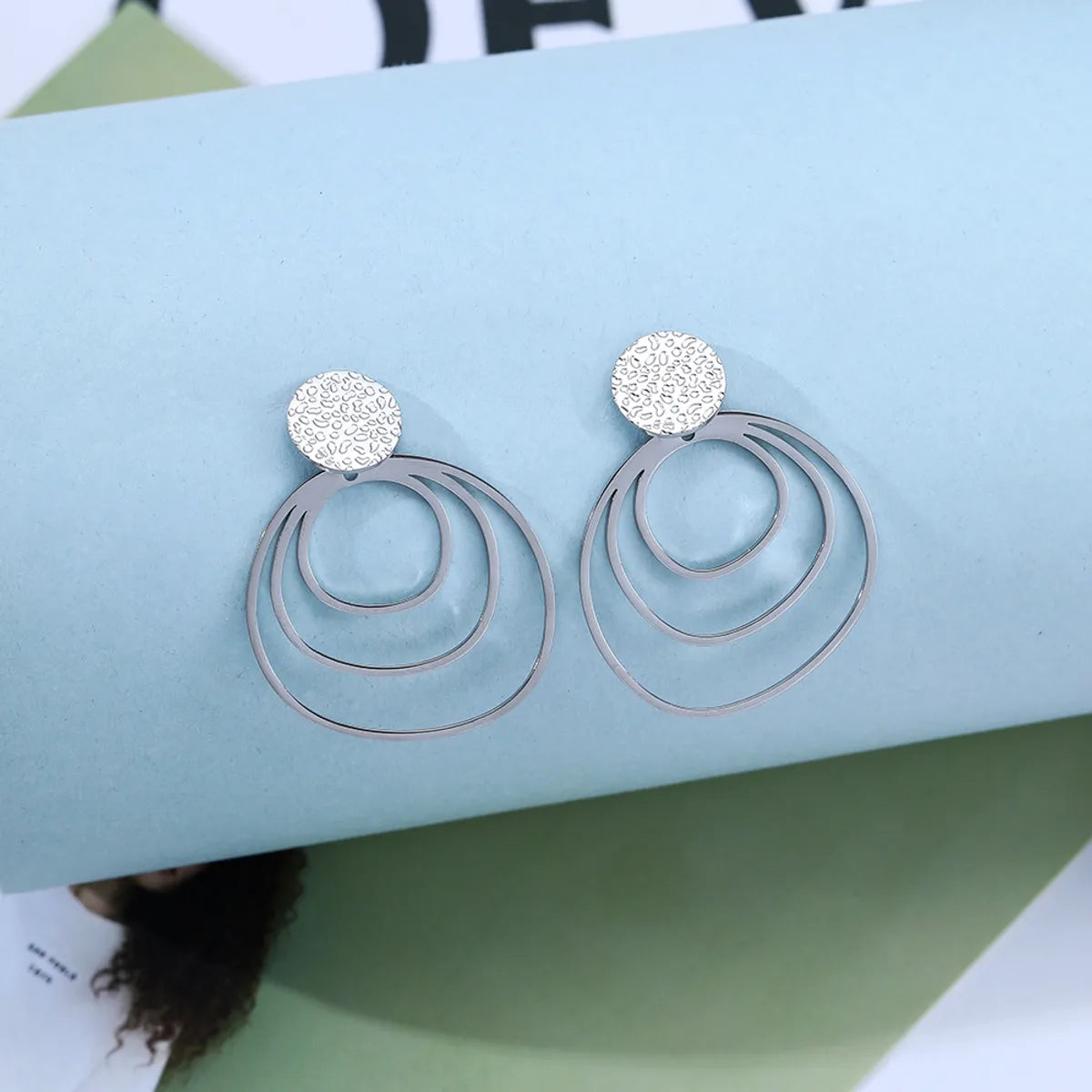 Fashion Geometric Stainless Steel Plating Drop Earrings 1 Pair