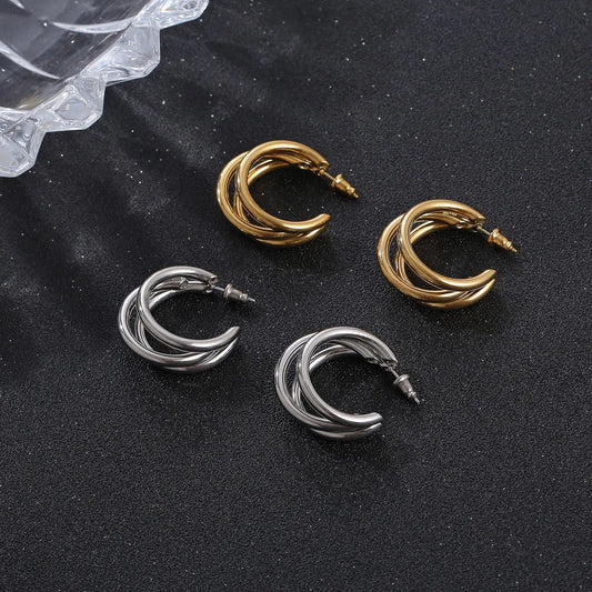 1 Pair Fashion Geometric Plating Stainless Steel Ear Studs