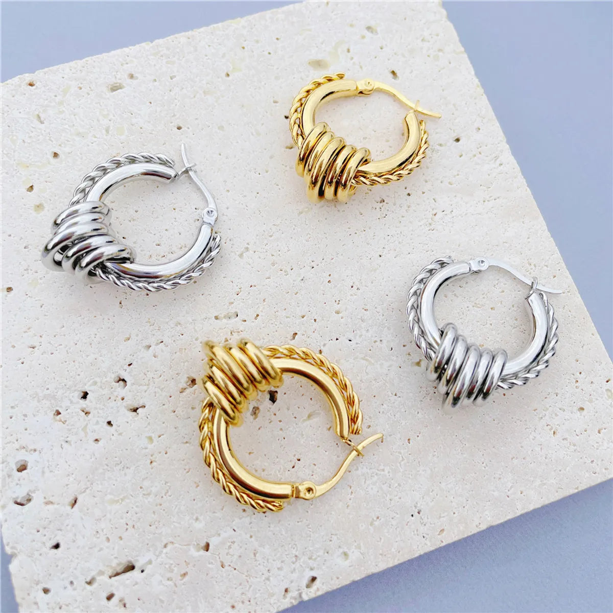 1 Pair Fashion Geometric Plating Stainless Steel Earrings