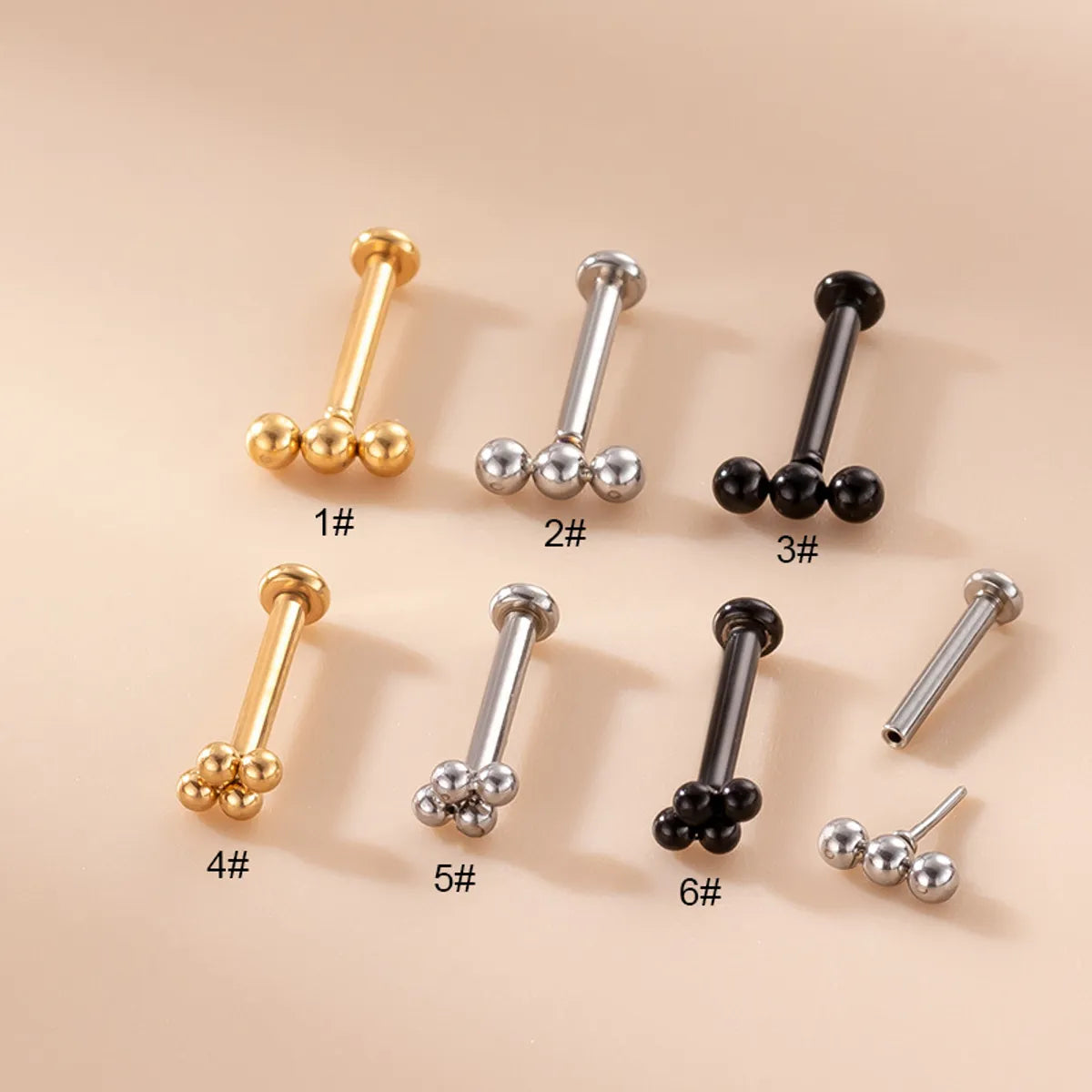 Fashion Geometric Stainless Steel Plating Labret 1 Piece