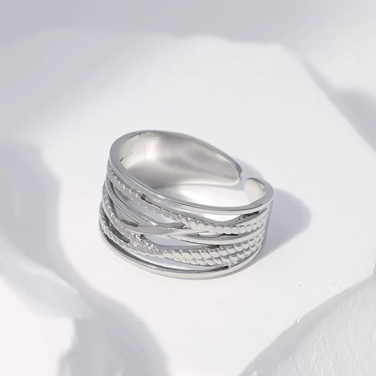 Fashion Geometric Stainless Steel Plating Open Ring