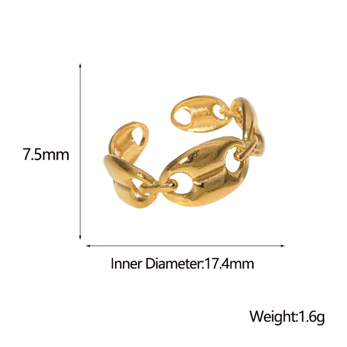 Fashion Geometric Stainless Steel Plating Open Ring