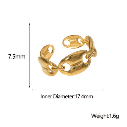 Fashion Geometric Stainless Steel Plating Open Ring