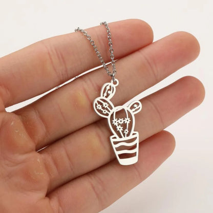 Stainless Steel Fashion Plating Geometric Pendant Necklace