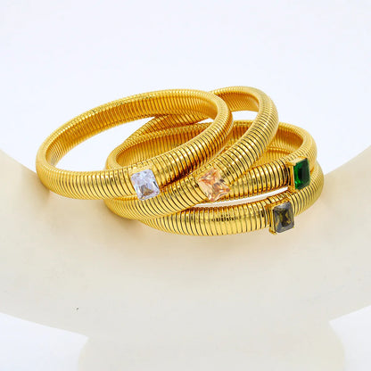 Fashion Geometric Stainless Steel Plating Zircon Bangle 1 Piece