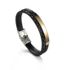 Fashion Geometric Stainless Steel Pu Leather Patchwork Unisex Bangle