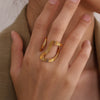 Fashion Geometric 316L Stainless Steel Ring With 18K Gold Plating And Niche Design