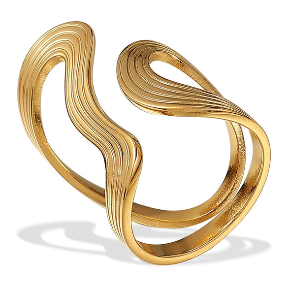 Fashion Geometric 316L Stainless Steel Ring With 18K Gold Plating And Niche Design