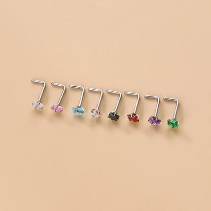 Fashion Geometric Stainless Steel Zircon Nose Studs 1 Piece