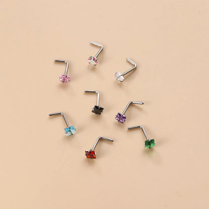 Fashion Geometric Stainless Steel Zircon Nose Studs 1 Piece