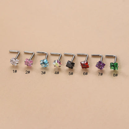 Fashion Geometric Stainless Steel Zircon Nose Studs 1 Piece